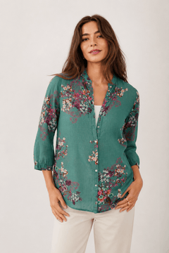 Lightweight Cotton Blouse in Teal- Size: S/M