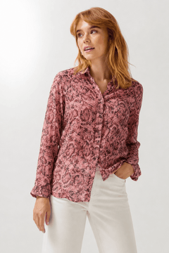 Snake-Print Blouse in Mahogany Colorway- Size: S/M