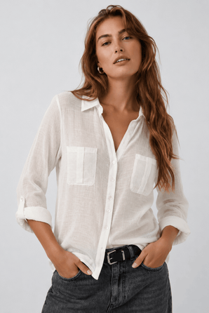 ♦︎ Sheer White Blouse - Size: L