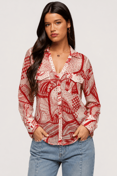 Complex Pattern Sheer Blouse - Size: XS