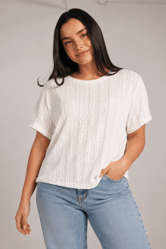 Textured Knit Top in Classic White - Size: XXL
