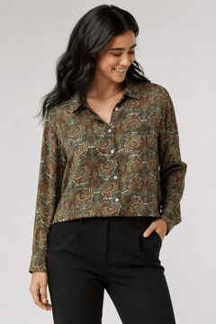 Vintage Signé Paisley Blouse in All Viscose - Size: L