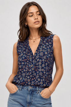 Medallion Pattern Blouse in Intense Colors- Size: S/M