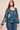 Patchwork Print Blouse in Teal - Size: XXL