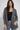 Open-Front Cardigan in Grey with White Marling-Size: XXL
