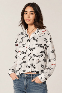 ♦︎ Graffiti Viscose Shirt - Size: S