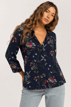 ♦︎ Navy Floral Blouse - Size: M