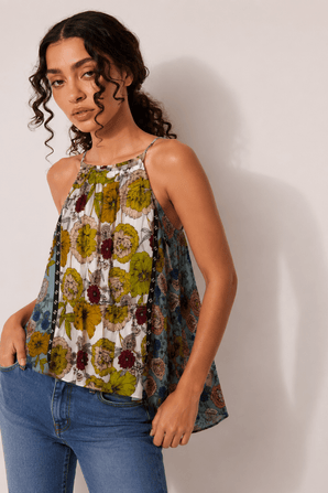 Floral Halter Neck Top - Size: S