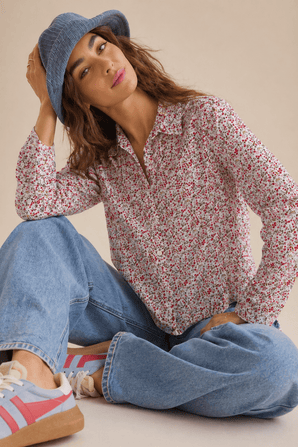 Tiny Floral Shirt in Pure Cotton- Size: M
