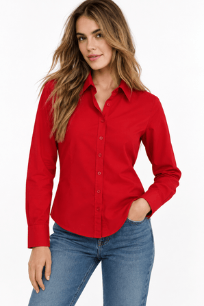 Vibrant Red Shirt in Cotton- Size: XS