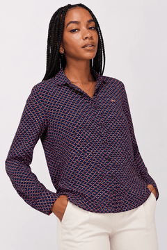 Diamond Grid Motif Shirt- Size: S/M