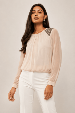 ♦︎ Embellished Shoulder Blouse - Size: M/L