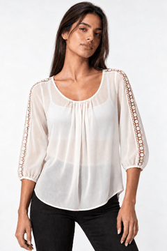 Lace Detailing Blouse in Ivory- Size: M/L