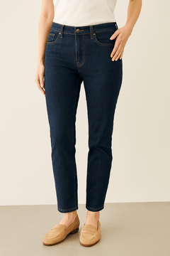 Basic Straight Jeans with Pocket Golden Stitching- Size: S
