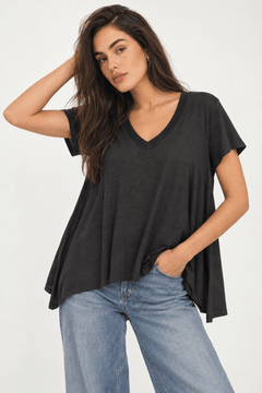 Black Ribbed Top with Shimmer - Size: S/M