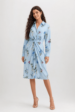 Floral Twist Front Dress in All Cotton - Size: XS