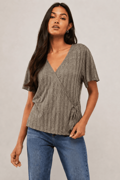 Metallic Pleated Top with Side Tie- Size: M