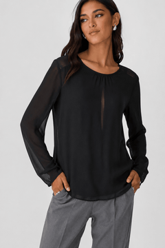 Sheer Blouse with Back Knot - Size: S
