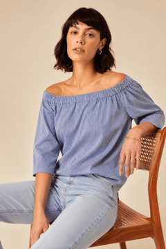 Striped Off-Shoulder Blouse - Size: S