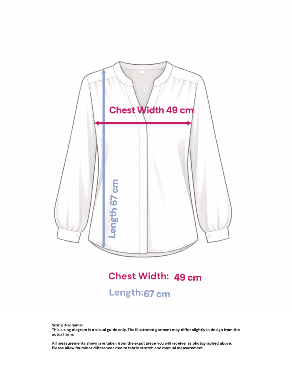 Viscose Blouse in Warm Shades of Orange- Size: M — measurements