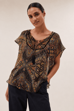 Zara Paisley Tunic/Kaftan in Silk- Size: M