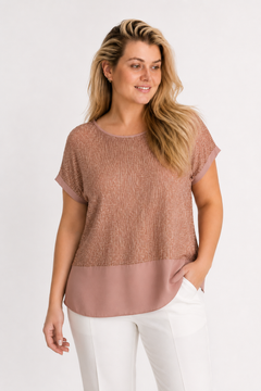 Rose Gold Shimmery Blouse - Size:L