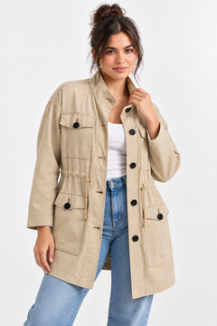Linen Cotton Utility Jacket - Size: M (Fits: XXL/XXXL)