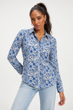 Blue Tone Floral Shirt - Size: M