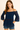 100% Silk Square Neck Blouse in Shades of Blue- Size: S