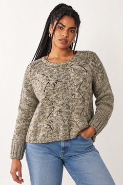 Metallic Chunky Cable Knit Sweater - Size: XXL