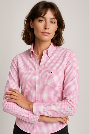 100% Cotton Gingham Check Shirt - Size: XS