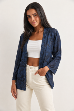 Blue Paisley Kimono Jacket - Size: S/M