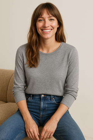 Two Tone Gray & Brown Soft Sweater - Size: L
