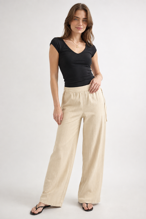 Pull-on Lounge Pants in Textured Fabric- Size: S/M