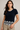 Black Knit Top with Cream Contrast Trims - Size: L