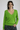 V-Neck Knit Sweater in Bright Lime Green- Size: S
