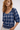 Wide Scoop Plaid Blouse in Blue Tones - Size: S
