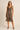 Brown Tone Dress  with Ruffle V_Neck , Belted- Size: M