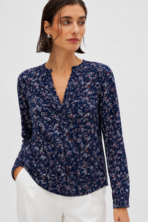 Soft Touch Blouse in Navy- Size: S