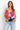 Colorful Floral Top in Silk Wool Fabric- Size: L