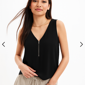 Black Sleeveless Zip Blouse - Size: S