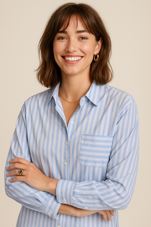 Loose-Fit Striped Shirt- Size: M