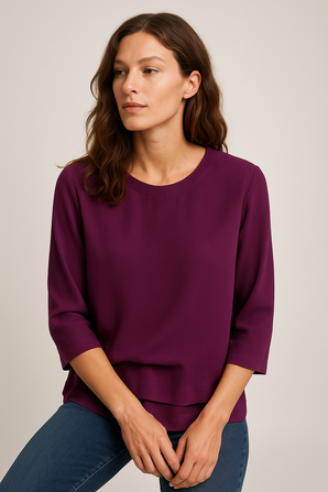 Casual Blouse in Rich Plum Shade- Size: M