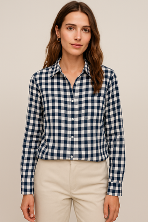 Black and White Modern Check Shirt - Size: XS
