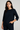 Black Crewneck Blouse with Side Slit - Size: XS