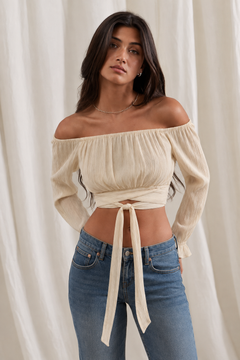 Crinkled Crop Top with Back Tie- Size: S