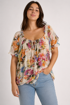 Delicate Sheer Blouse in Multicolor- Size: XL