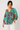 Bold Floral Blouse in Turquoise- Size: L