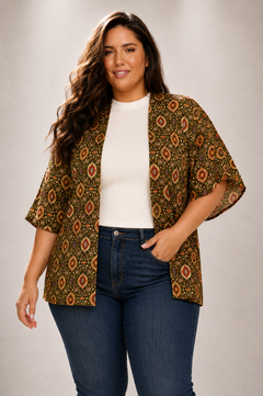 Diamond Pattern Kimono in Viscose- Free Size