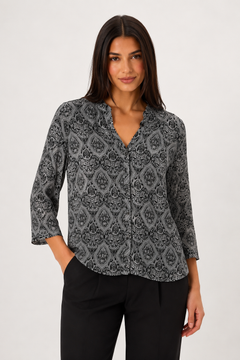 Vintage Inspired Blouse in Dark Accent - Size: L
